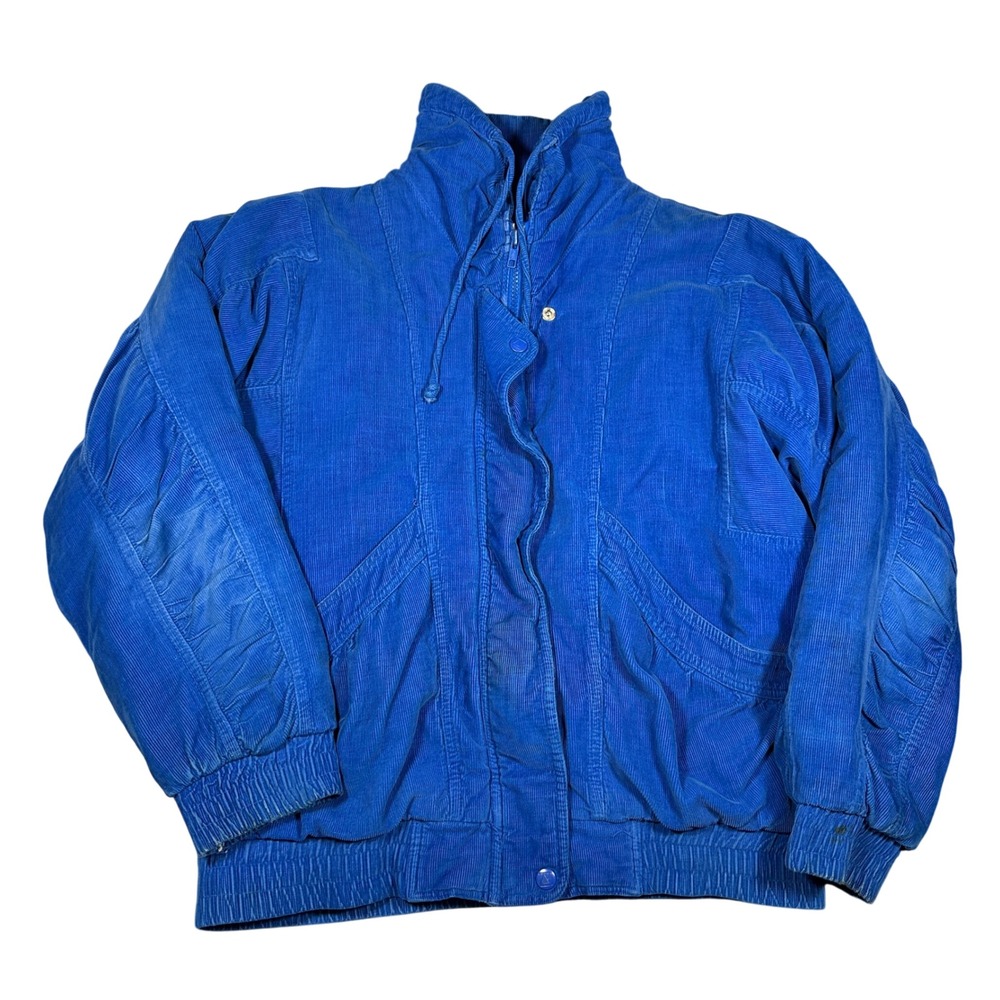 Vintage Andy Johns Royal Blue Corduroy Bomber Jacket Quilted Insulated Small